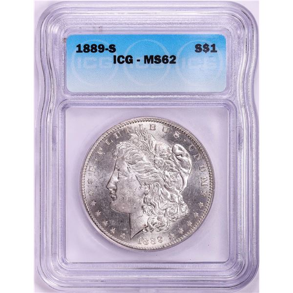 1889-S $1 Morgan Silver Dollar Coin ICG MS62