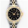 Rolex Ladies Two Tone Black Diamond Oyster Perpetual Datejust Wristwatch