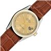 Rolex Men's Two Tone Champagne Index Wristwatch With Brown Leather Band