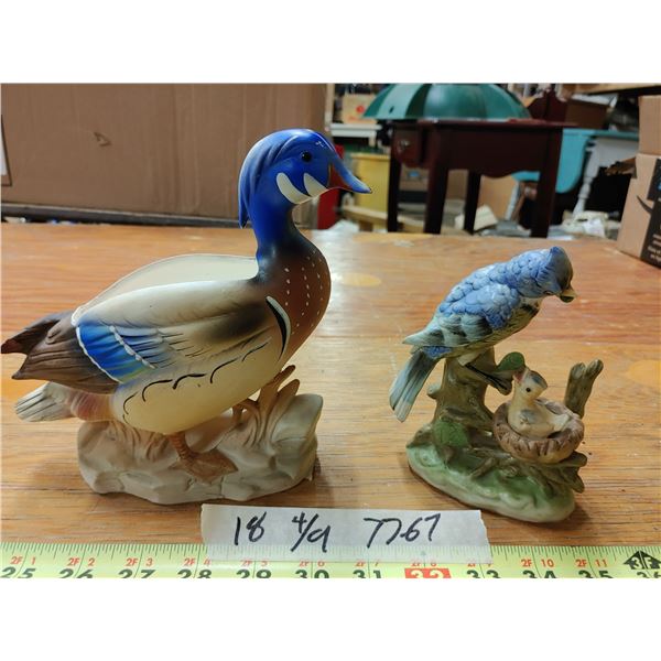 Bluejay and Duck Ceramic Decorative Pieces