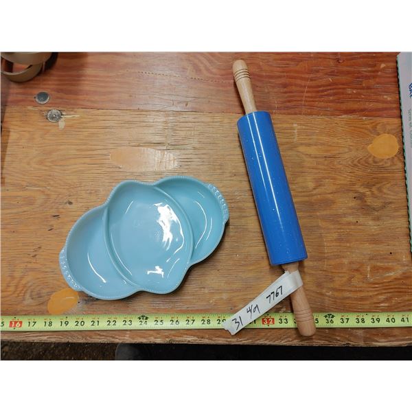 Blue Fireking Dish and Bluye Rolling Pin