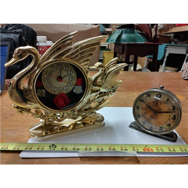 Swan Clock and Westclox America Alarm Clock