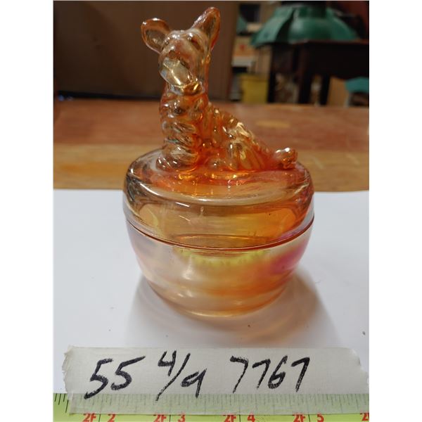 Terrier Peach Colored Glass Dish