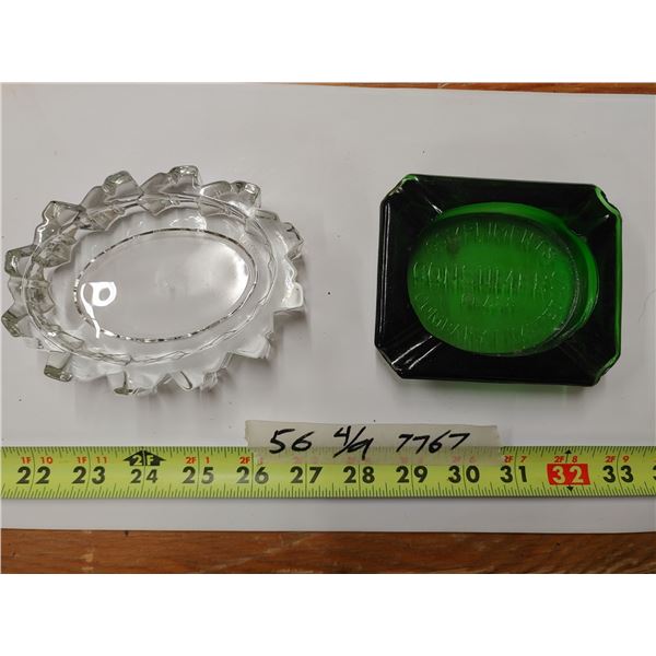 2 Glass Ashtrays