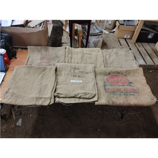 6 Antique Grain Bags