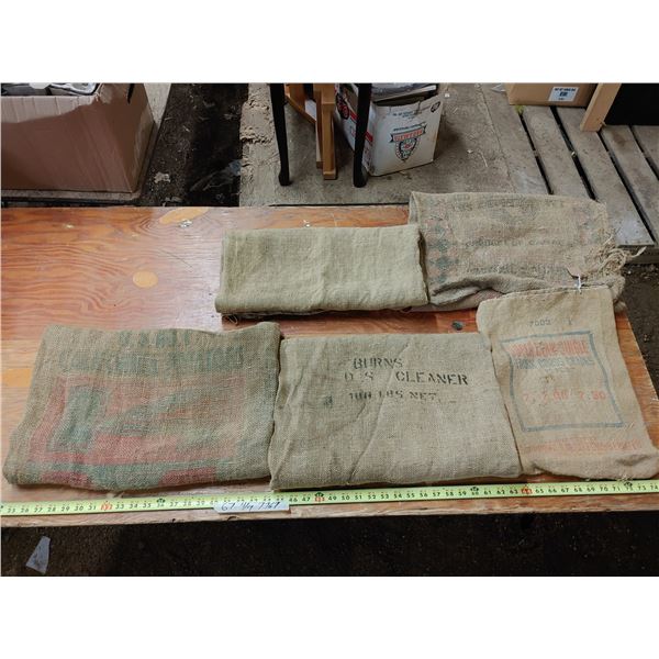 5 Antique Grain Bags
