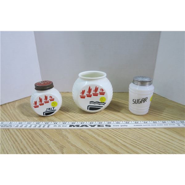 2 Shakers, 1 Sugar Jar - No Lid