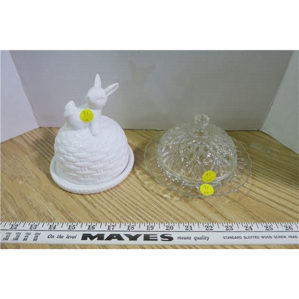Crystal Glass Butter Dish w/ Lid, Easter Dish w/ Lid