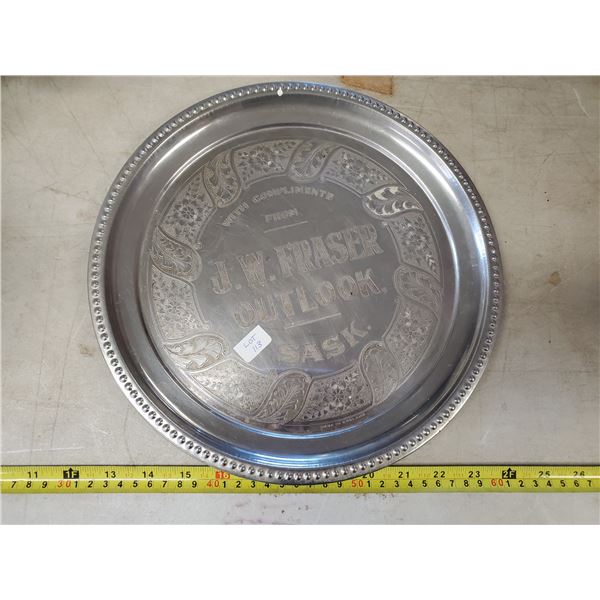 J.W. FRASER OUTLOOK, SK COMPLIMENTARY PLATE