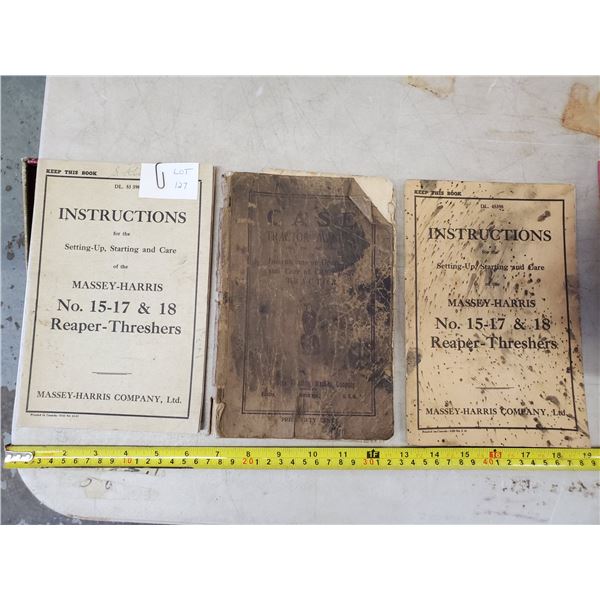 CASE 15-27 KEROSENE TRACTOR AND NO. 15-17 & 18 MASSEY HARRIS MANUALS