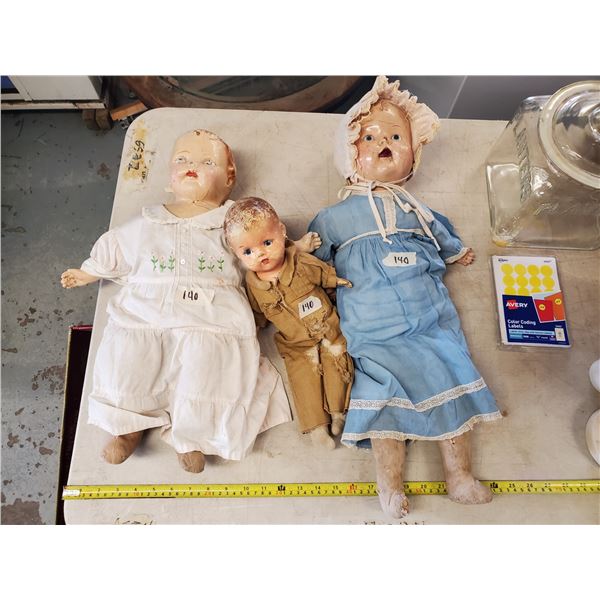 THREE OLD DOLLS