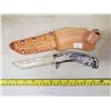Image 2 : HUNTING KNIFE & SHEATH - MAYBE HOMEMADE, NO MAKER IDENTIFIED