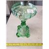 Image 2 : GREEN GLASS COAL OIL LAMP