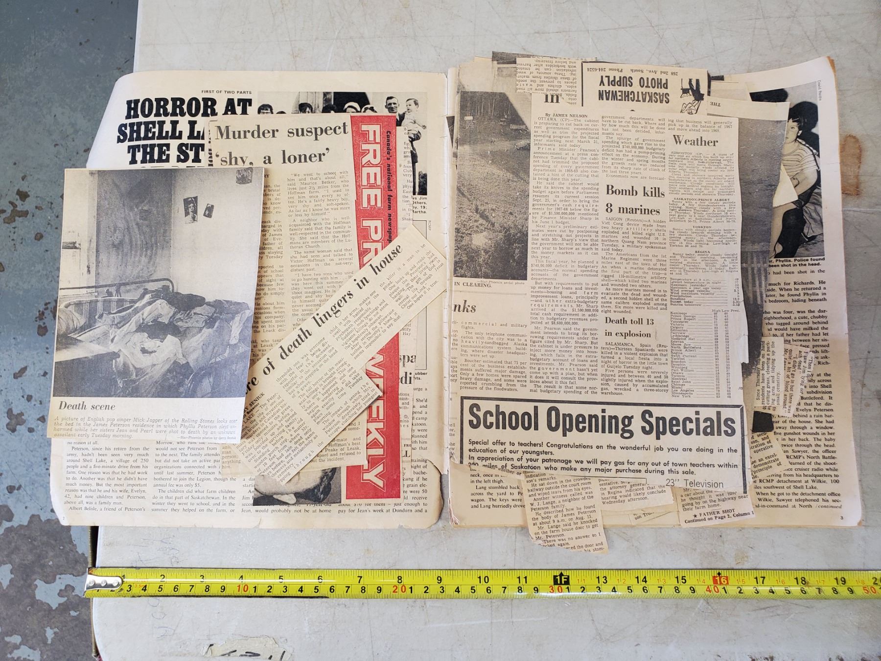 Shellake Massacre 1968 SHELL LAKE FAMILY MURDERS & ASSOCIATED NEWSPAPER REPORTS