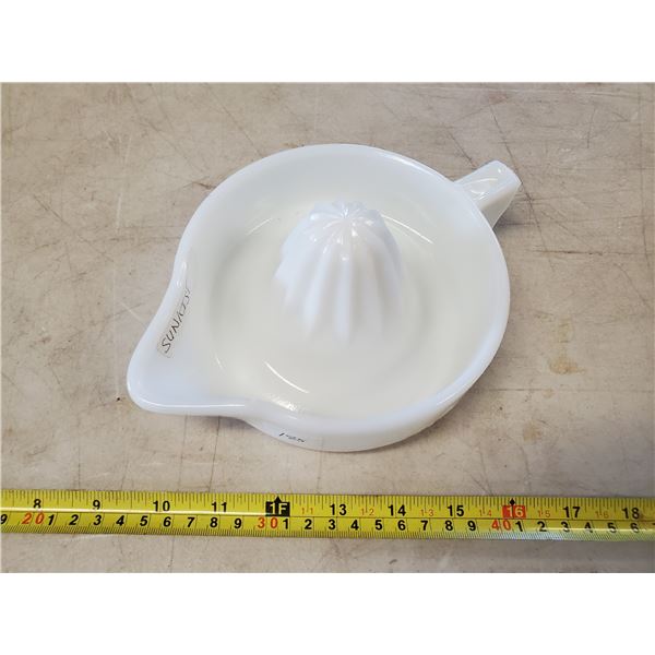 "SUNKIST" MILK GLASS LEMON SQUEEZER