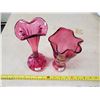 Image 1 : TWO CRANBERRY GLASS VASES