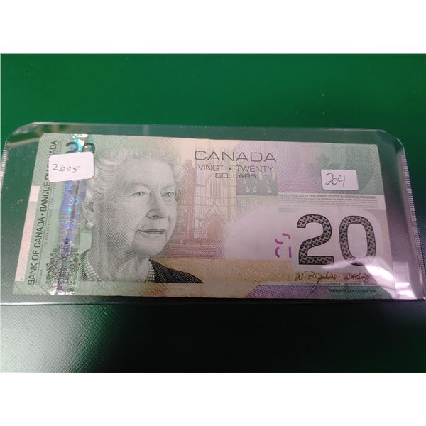 6 X Canadian $20 Bills, 1937, 1954, 1969, 1975, 1991, 2004