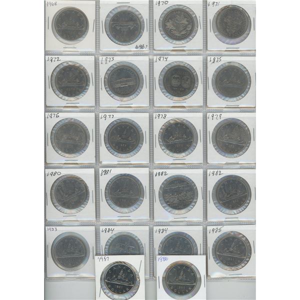 Canadian Dollar Coin Set 22 $1 Coins from 1968-1987