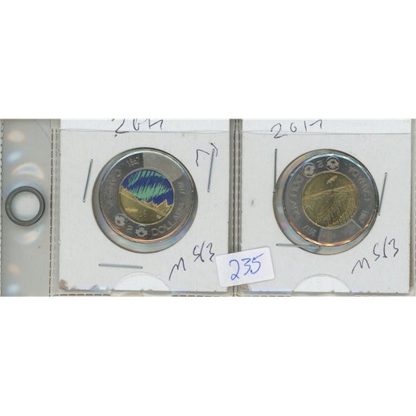 2017 Colored and Uncolored Northern Lights Toonie