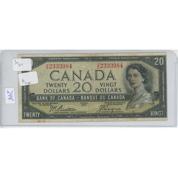 $20 Canadian Bill 1954