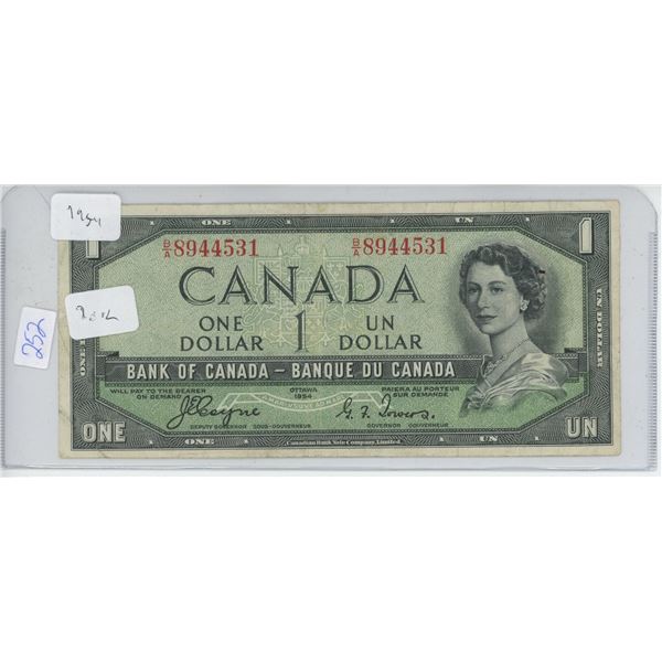 $1 Canadian Bill 1954