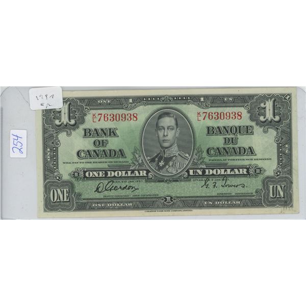 $1 Canadian Bill 1937