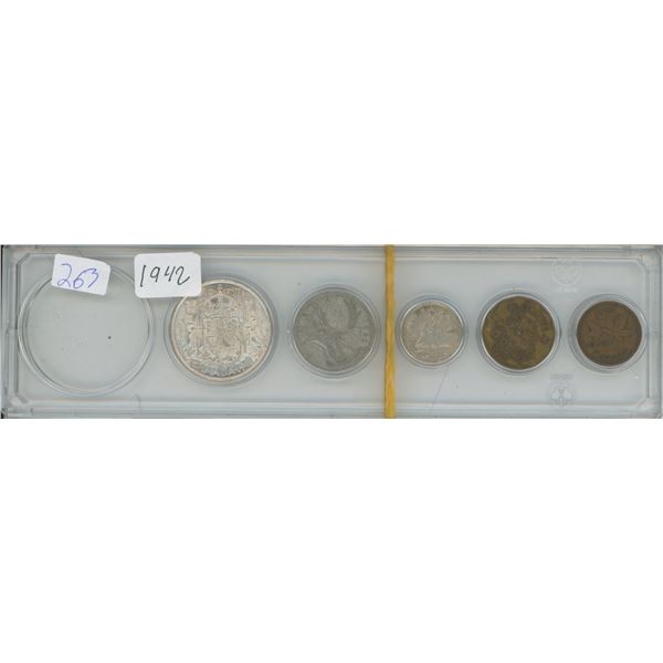 1942 Canadian Coin Set in Case 1C-50C Pieces