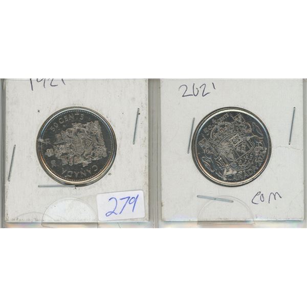 2 2021 Canadian 50 Cent Pieces
