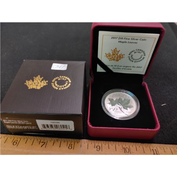 2017 $10 Fine Silver Coin Maple Leaves