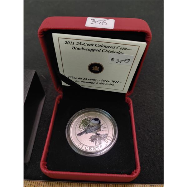 2011 25-Cent Colored Coin Black Capped Chickadee
