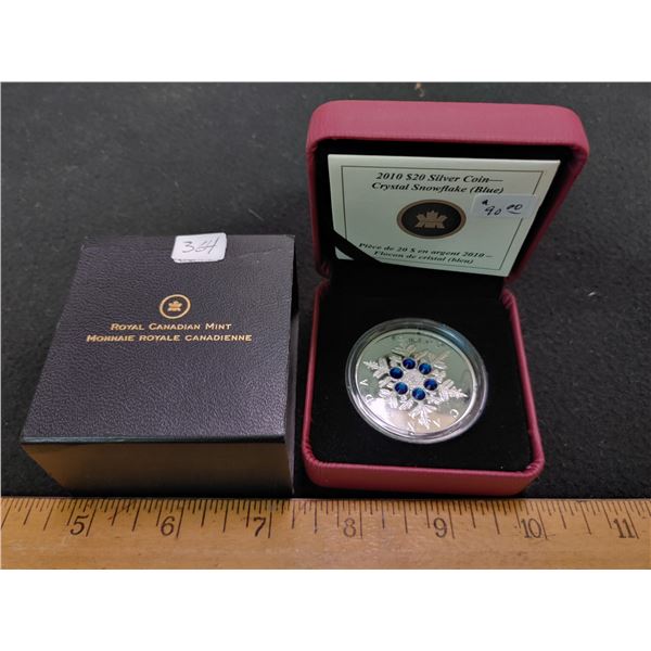 2010 $20 Silver Coin - Crystal Snowflake (Blue)