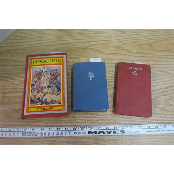 3 Books - Pinocchio,  Sir Walter Scott, Charles Dickins
