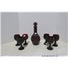 Image 2 : Decanter & 6 Glasses (red)
