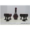 Image 3 : Decanter & 6 Glasses (red)