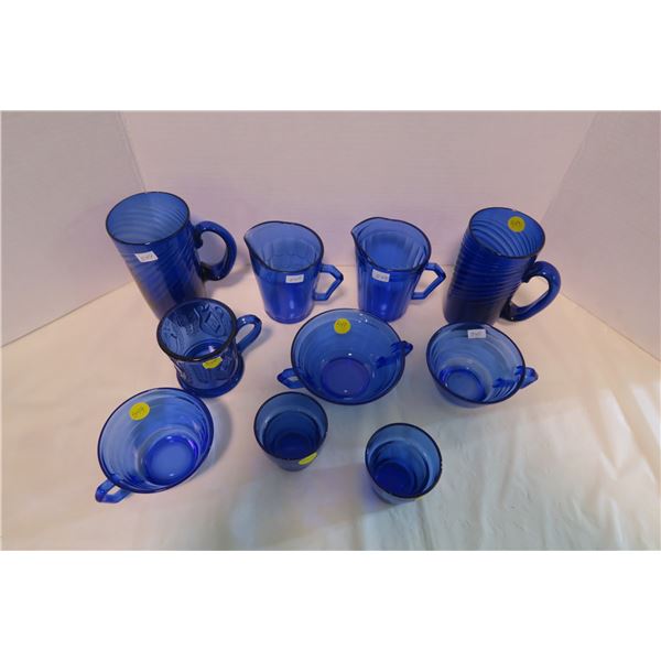 10 pcs Blue Depression Glass