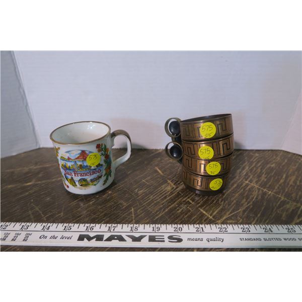 San Fransisco Mug, 4 Tin Teacups