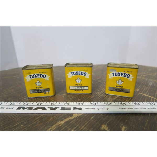 3 Small Tuxedo Spice Tins