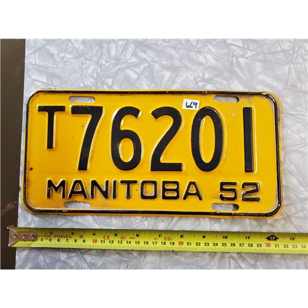 1952 MANITOBA LICENSE PLATE
