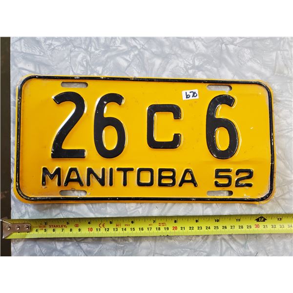 1952 MANITOBA LICENSE PLATE