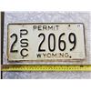 Image 1 : 1975 WYOMING PERMIT PLATE