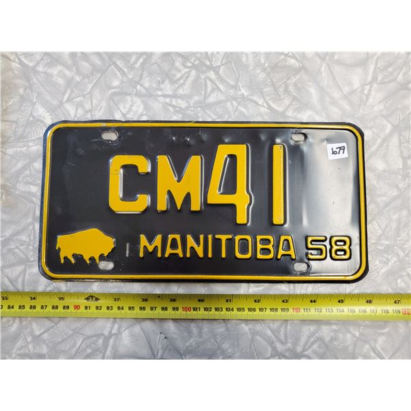 1958 MANITOBA LICENSE PLATE