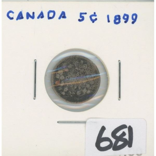 1899 CANADA 5 CENTS COIN