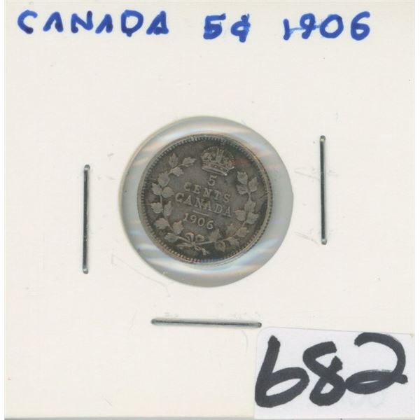 1906 CANADA 5 CENTS COIN