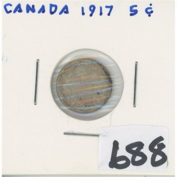 1917 CANADA 5 CENTS COIN
