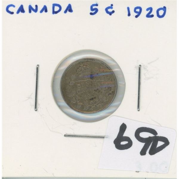 1920 CANADA 5 CENTS COIN