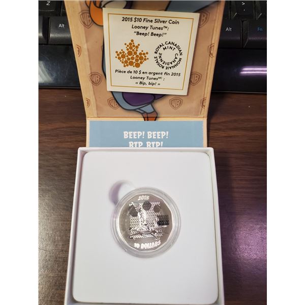 2015 $10 FINE SILVER COIN LOONEY TUNES "BEEP BEEP"