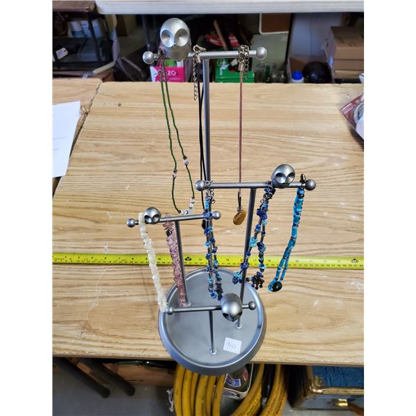 Owl Jewelry Display with 8 Stone Necklaces