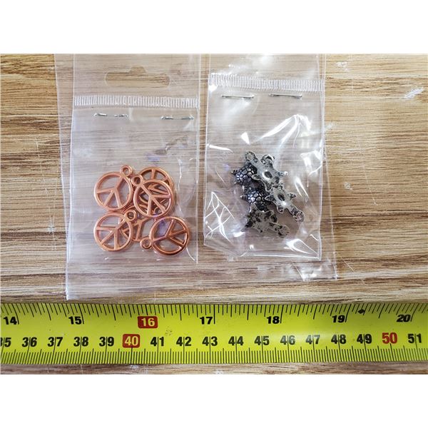 6 Copper Peace Pendants + 5 Silver Turtle Pendants