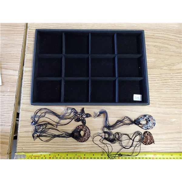 4 Hand Blown Copper Infused Pendants with Display