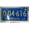 Image 1 : License plate Alberta 1974